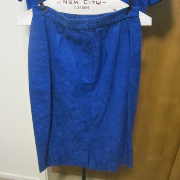 Vintage Designer Cobalt Blue Cotton Skirt Set SZ4 - Picture 4 of 6